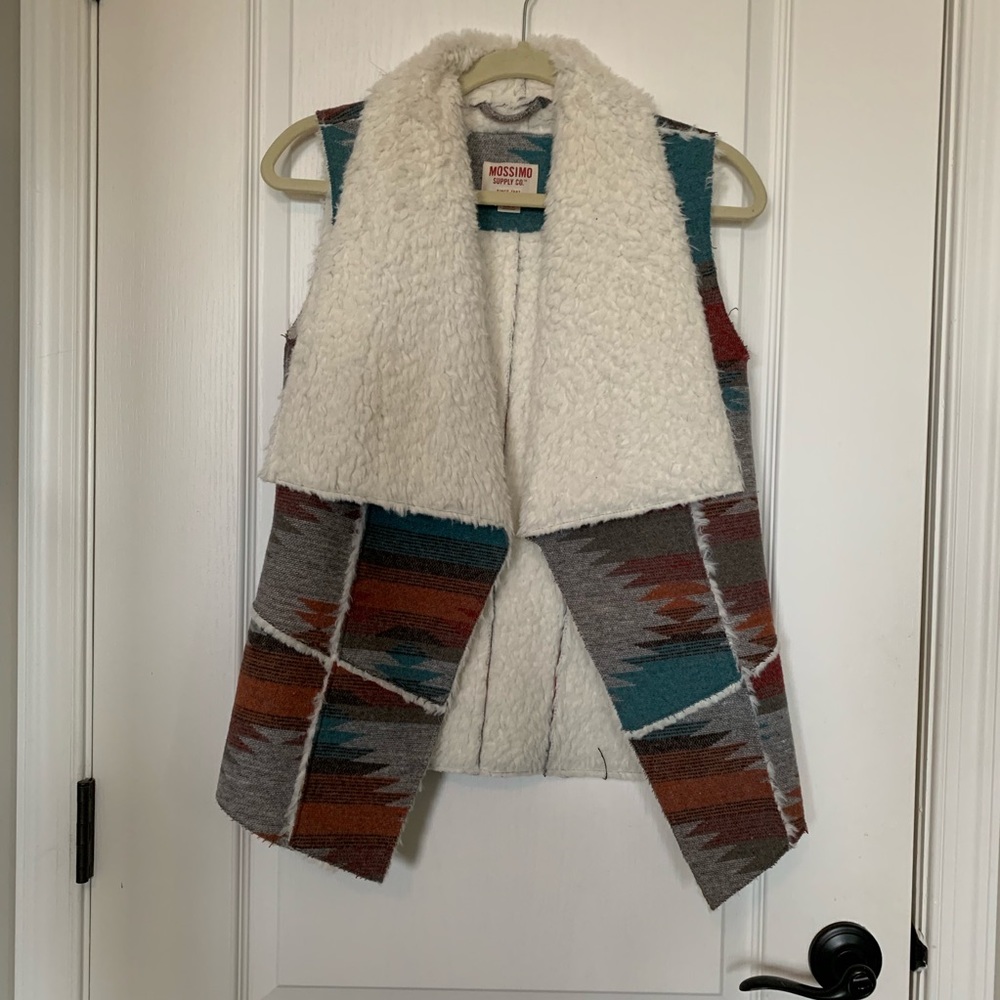 Sherpa lined aztec vest